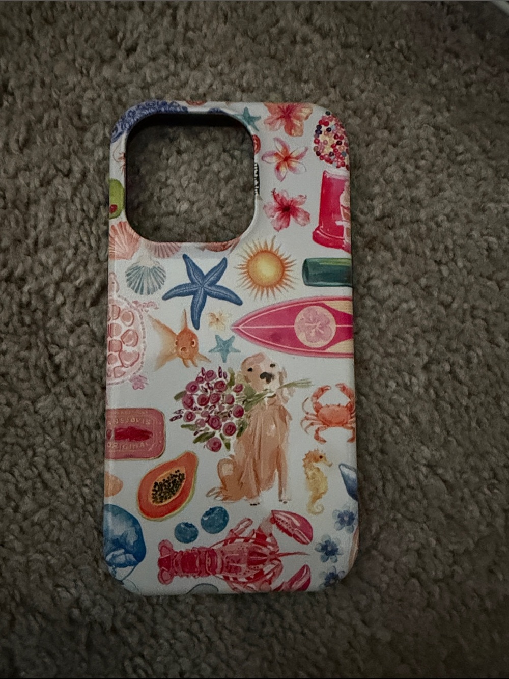 Floral & Beach Watercolor iPhone Case - White Multicolor IPHONE 14PRO